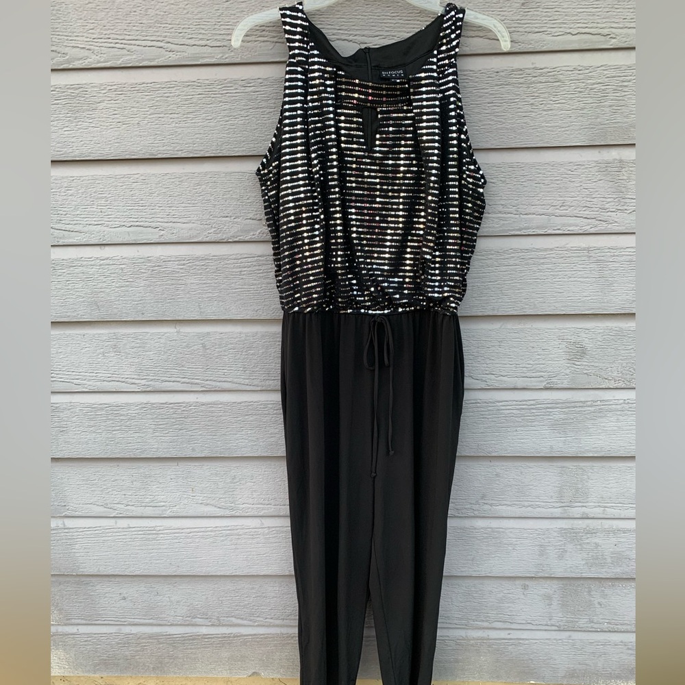EN FOCUS WOMEN Black & Silver Jumpsuit 16W